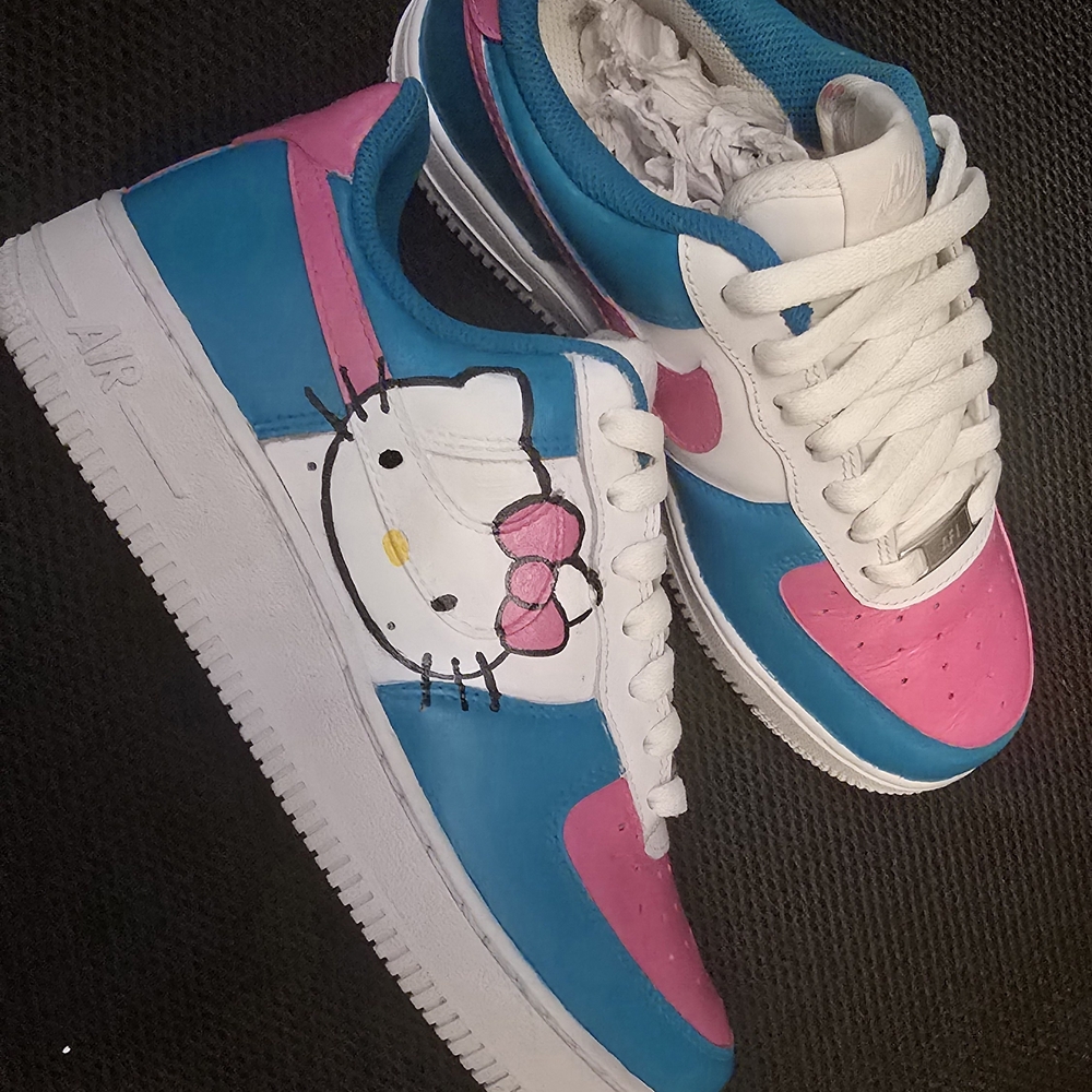 Hello Kitty Custom Air Force 1's Sneakers - Blue and Pink